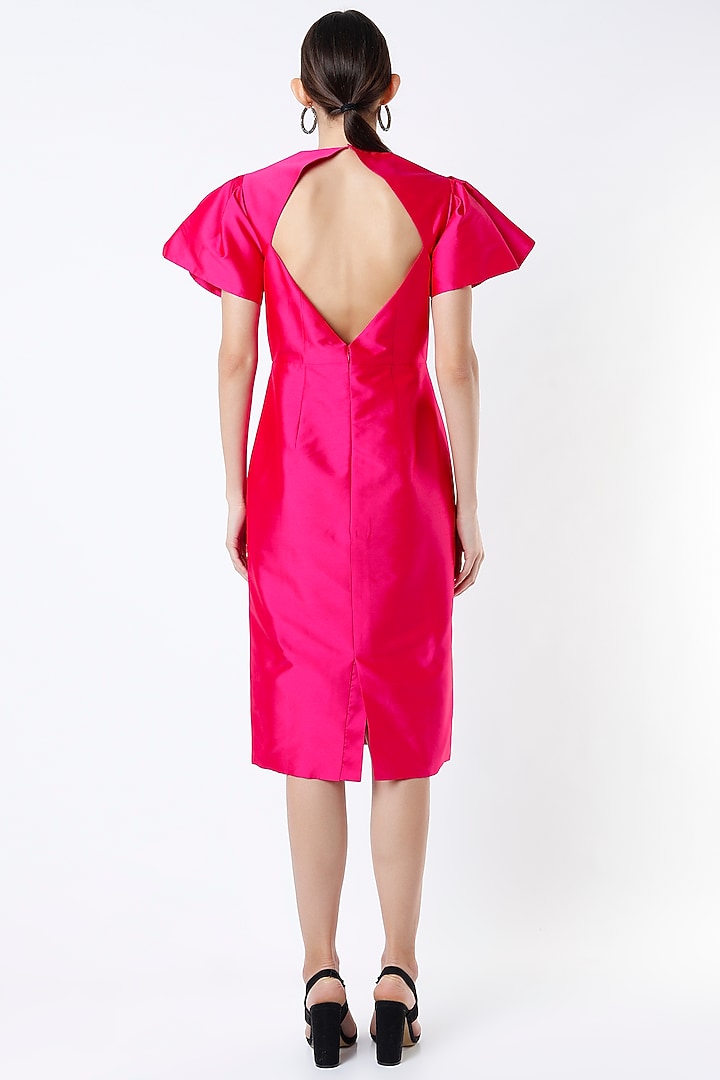 Fuchsia Hand Embroidered Cocktail Dress by Rajat tangri  at Pernia's Pop Up Shop