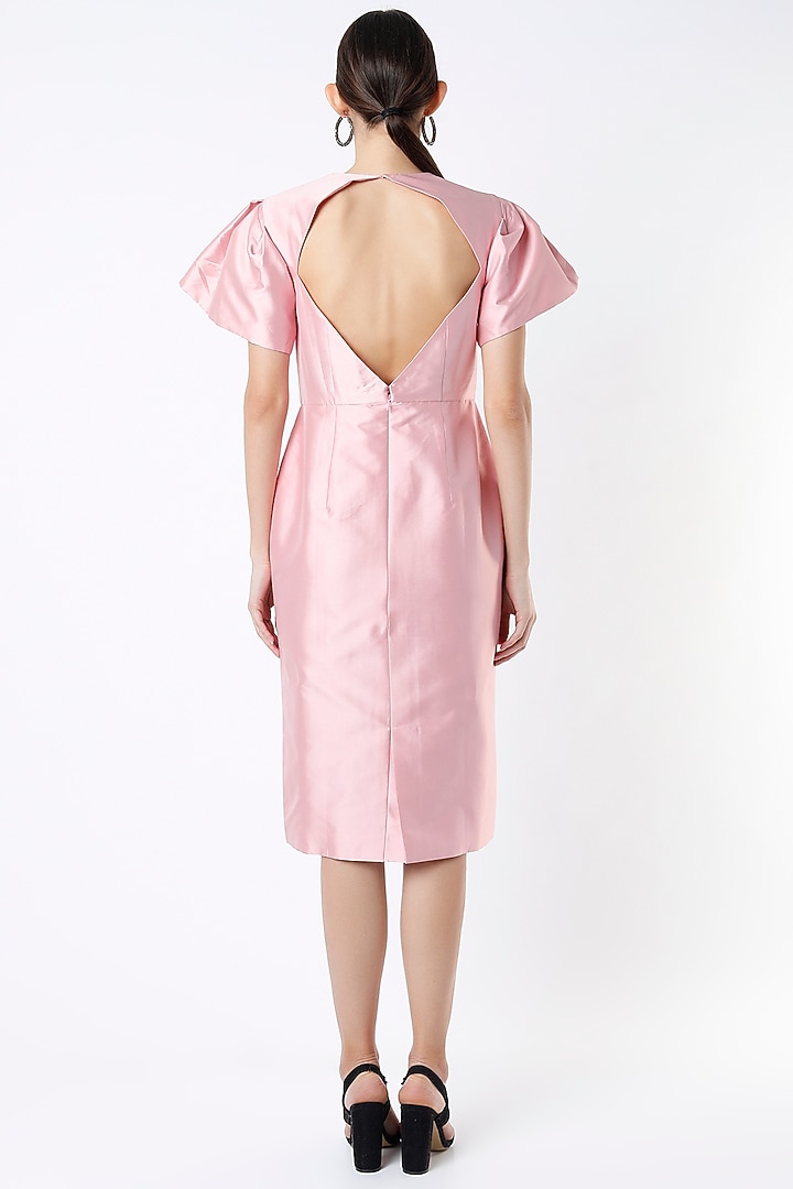 Dusty Rose Hand Embroidered Cocktail Dress by Rajat tangri at Pernia's Pop Up Shop