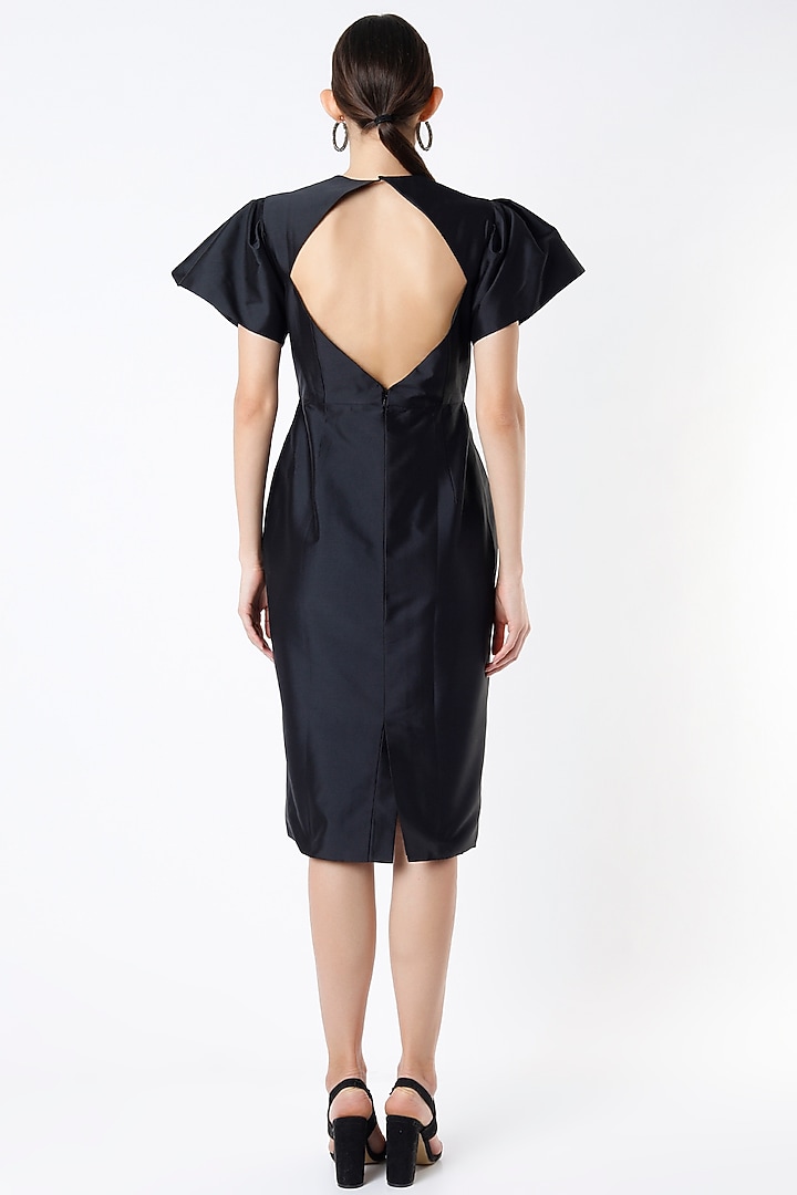 Black Hand Embroidered Cocktail Dress by Rajat tangri at Pernia's Pop Up Shop