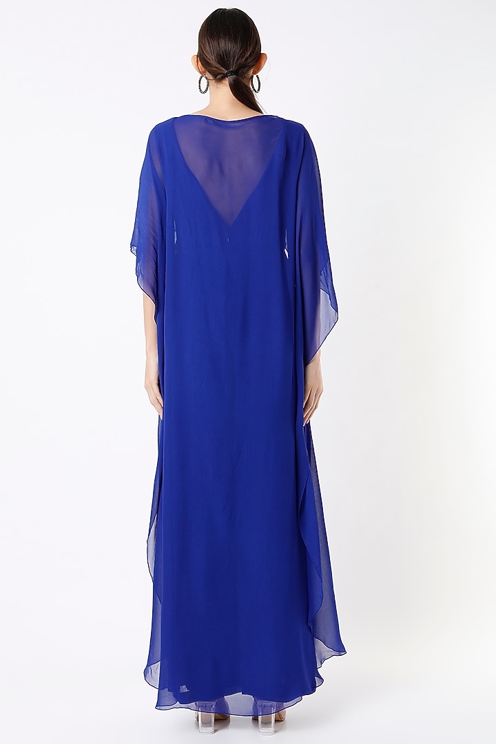 Cobalt Blue Hand Embroidered Jumpsuit by Rajat tangri at Pernia's Pop Up Shop