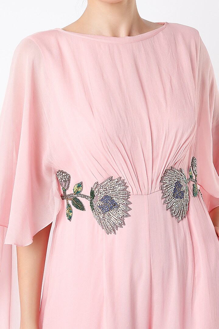 Dusty Rose Hand Embroidered Jumpsuit by Rajat tangri at Pernia's Pop Up Shop