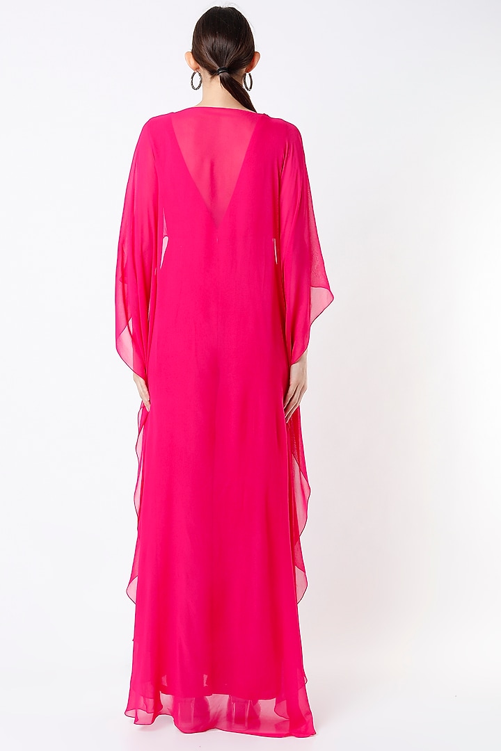 Fuchsia Hand Embroidered Jumpsuit by Rajat tangri at Pernia's Pop Up Shop