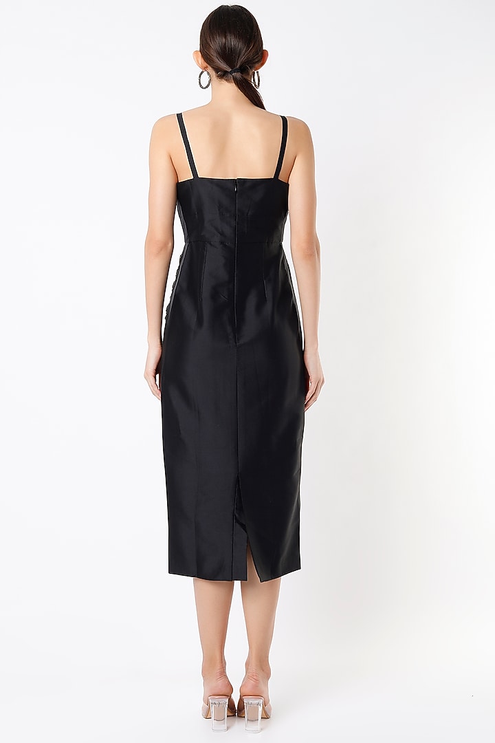 Black Cocktail Dress With Hand Embroidery by Rajat tangri  at Pernia's Pop Up Shop