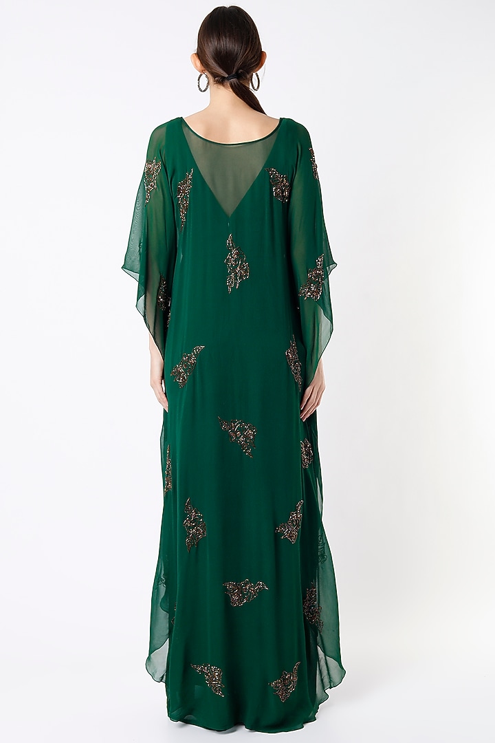 Emerald Hand Embroidered Jumpsuit by Rajat tangri  at Pernia's Pop Up Shop