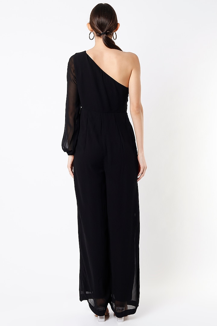 Black Jumpsuit With Hand Embroidery by Rajat tangri at Pernia's Pop Up Shop