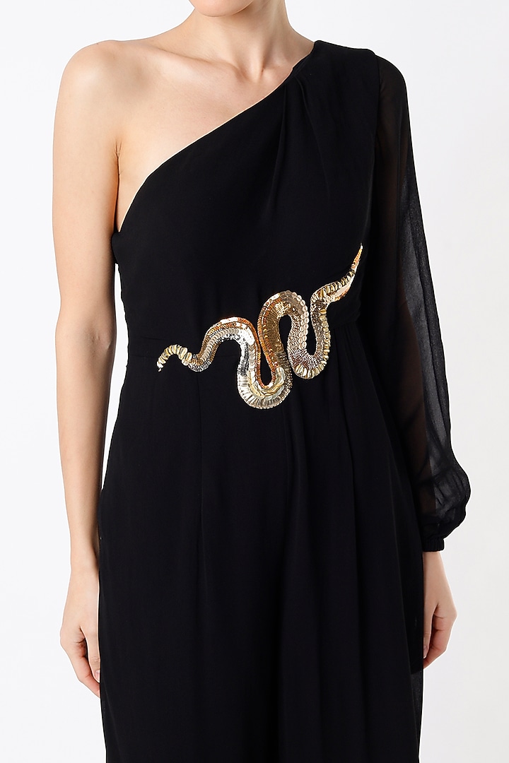 Black Jumpsuit With Hand Embroidery by Rajat tangri at Pernia's Pop Up Shop