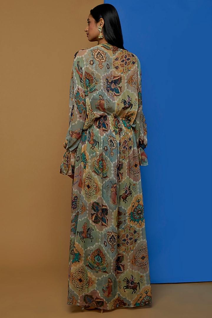Multi-Coloured Crepe Pant Set by Rajat tangri at Pernia's Pop Up Shop