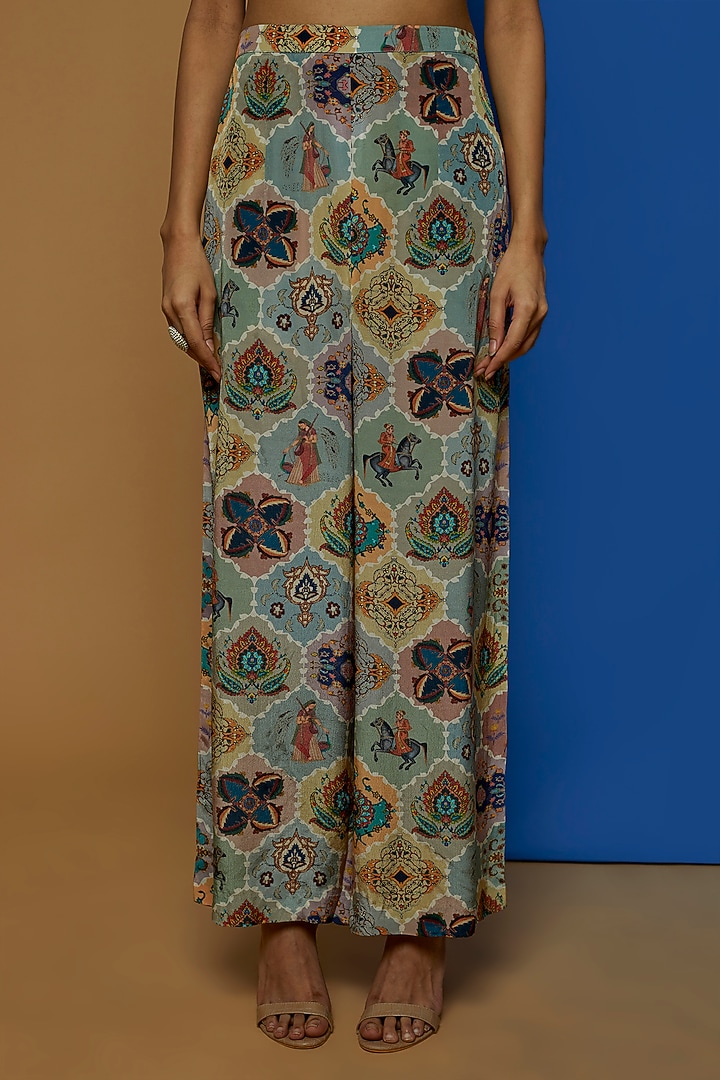 Multi-Coloured Crepe Pant Set by Rajat tangri at Pernia's Pop Up Shop
