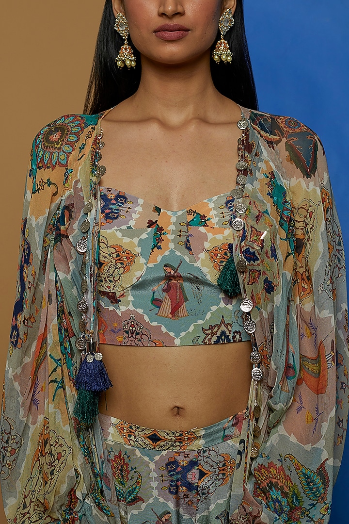 Multi-Coloured Crepe Pant Set by Rajat tangri at Pernia's Pop Up Shop