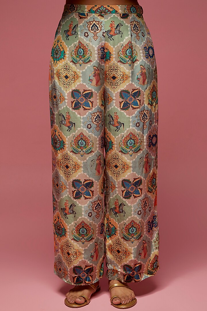 Multi-Colored Crepe Hand Embroidered Co-Ord Set by Rajat tangri  at Pernia's Pop Up Shop