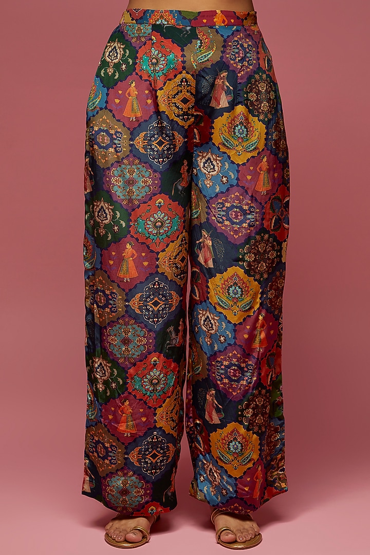 Multi-Colored Crepe Hand Embroidered Co-Ord Set by Rajat tangri  at Pernia's Pop Up Shop