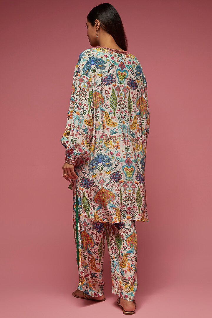 Ivory Crepe Hand Embroidered Co-Ord Set by Rajat tangri at Pernia's Pop Up Shop