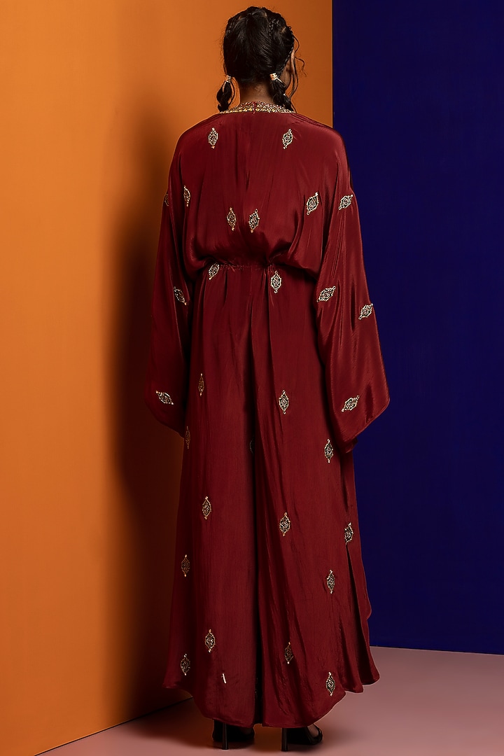 Plum Hand Embroidered Jumpsuit by Rajat tangri at Pernia's Pop Up Shop