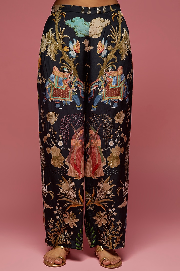 Black Crepe Hand Embroidered Co-Ord Set by Rajat tangri at Pernia's Pop Up Shop