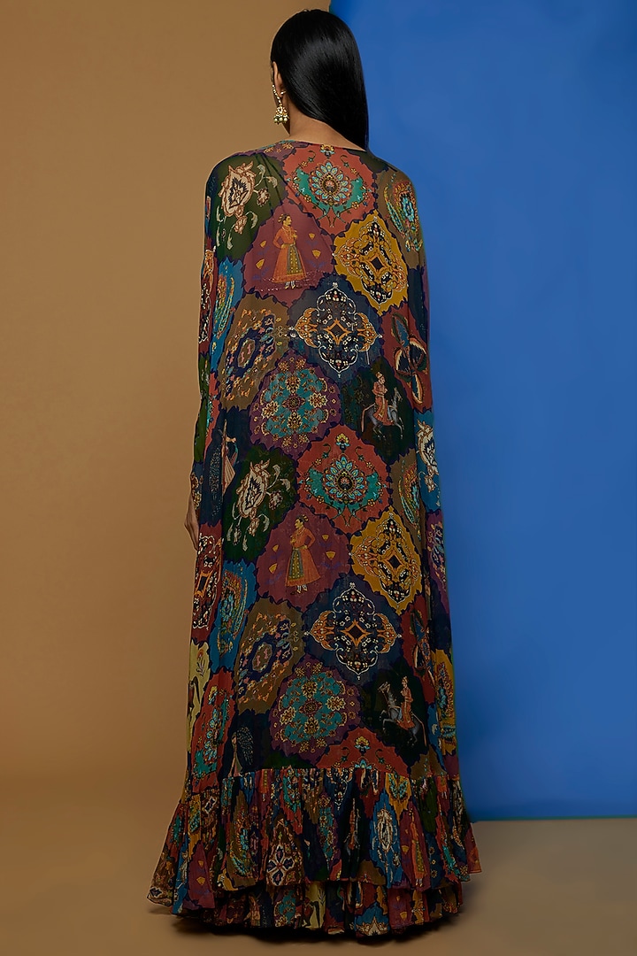 Multi-Coloured Printed Wedding Lehenga Set by Rajat tangri at Pernia's Pop Up Shop