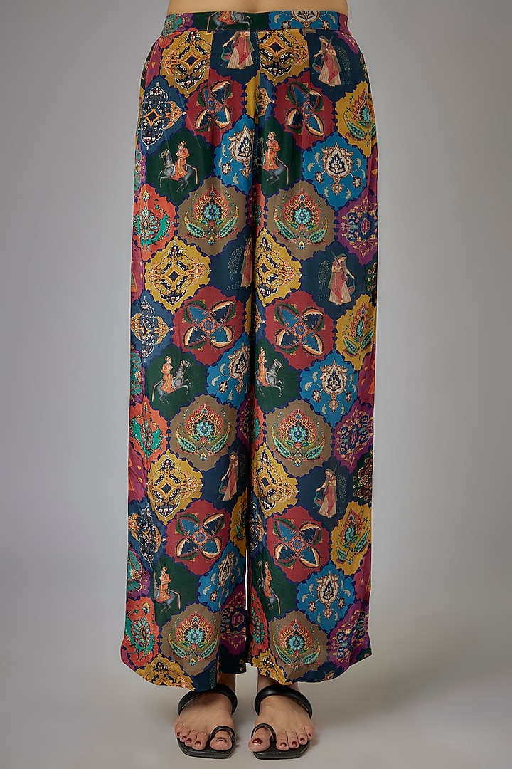Multi-Colored Crepe & Georgette Embroidered Jacket Set by Rajat tangri at Pernia's Pop Up Shop