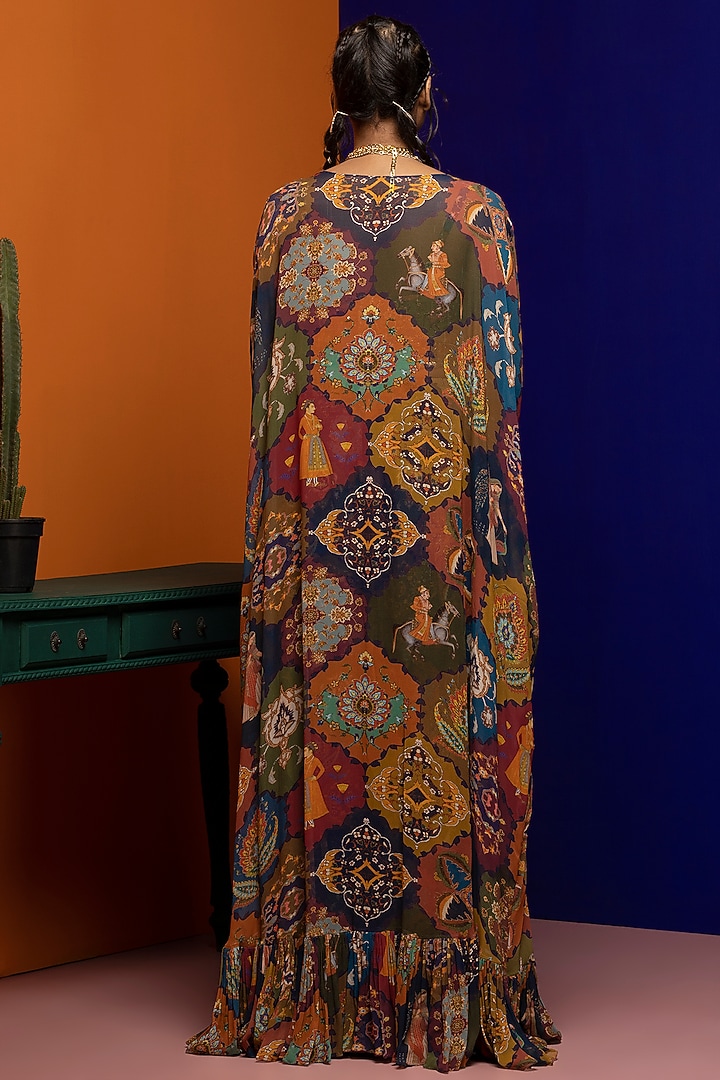 Multi-Colored Printed Cape Set by Rajat tangri at Pernia's Pop Up Shop