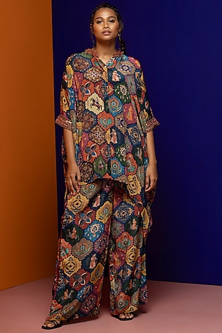 Multi-Colored Crepe Co-Ord Set by Rajat tangri 