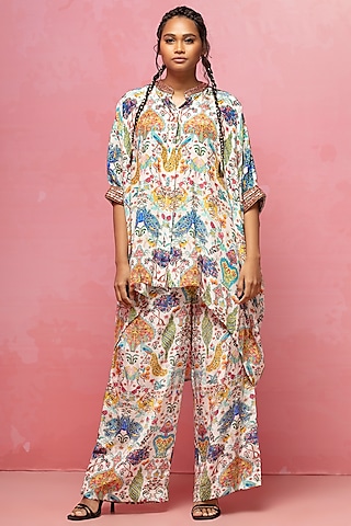 Ivory Crepe Co-Ord Set by Rajat tangri 