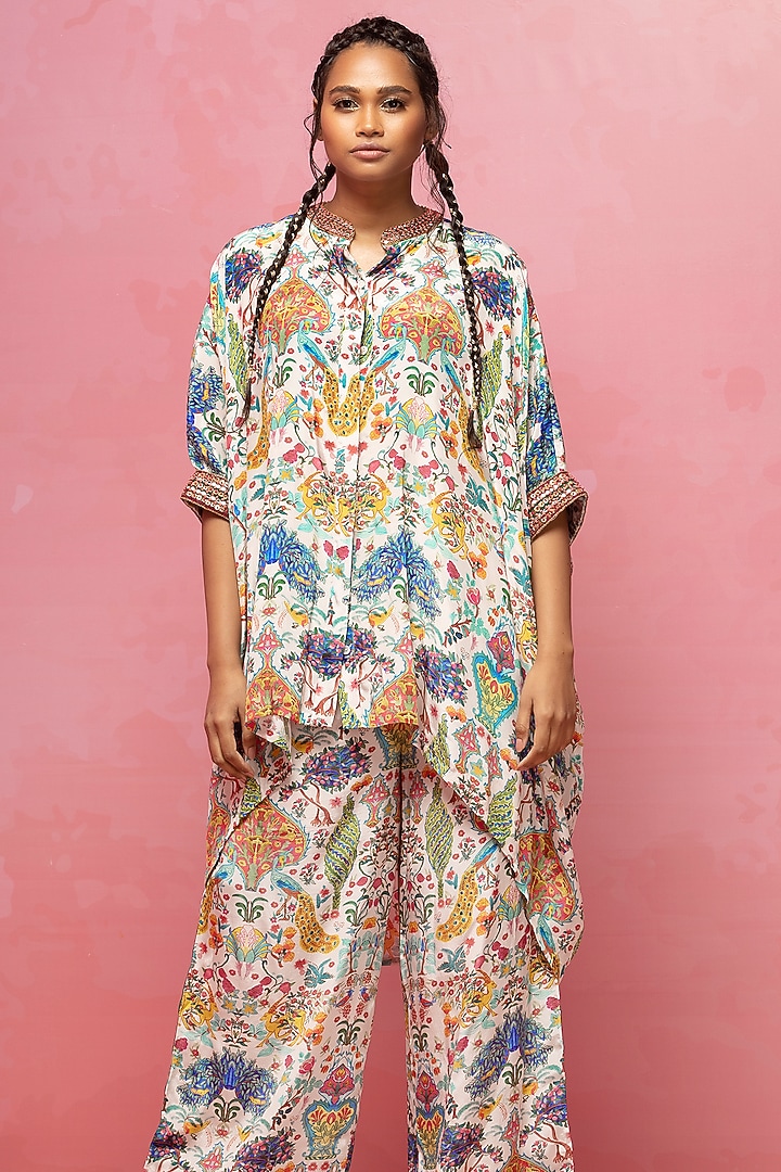 Ivory Crepe Co-Ord Set by Rajat tangri at Pernia's Pop Up Shop