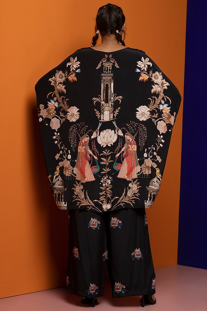Black Crepe Kaftan Set by Rajat tangri at Pernia's Pop Up Shop