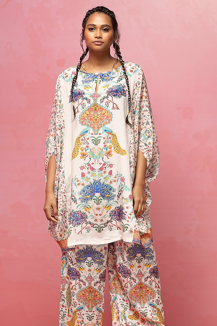 Ivory Crepe Kaftan Set by Rajat tangri at Pernia's Pop Up Shop