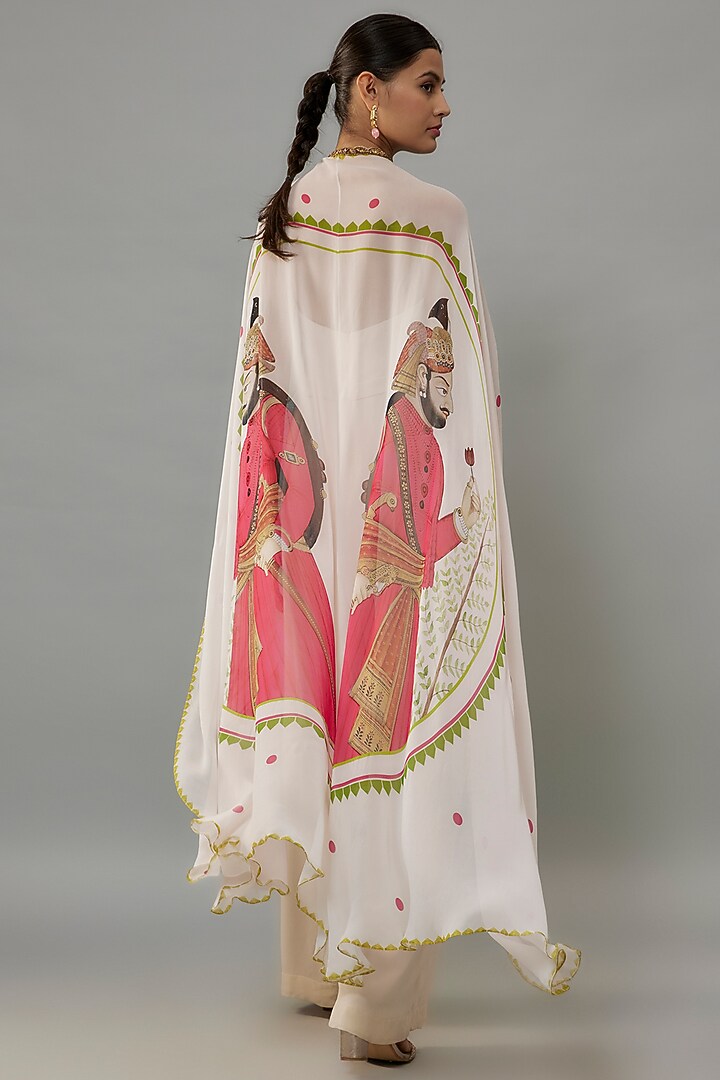 Ivory Georgette Hand Embroidered Jumpsuit by Rajat Tangri at Pernia's Pop Up Shop