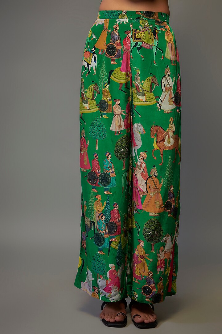 Green Crepe Hand Embroidered Co-Ord Set by Rajat tangri at Pernia's Pop Up Shop