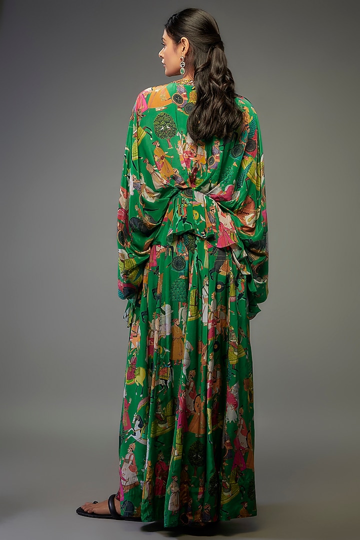 Green Crepe Hand Embroidered Co-Ord Set by Rajat tangri at Pernia's Pop Up Shop