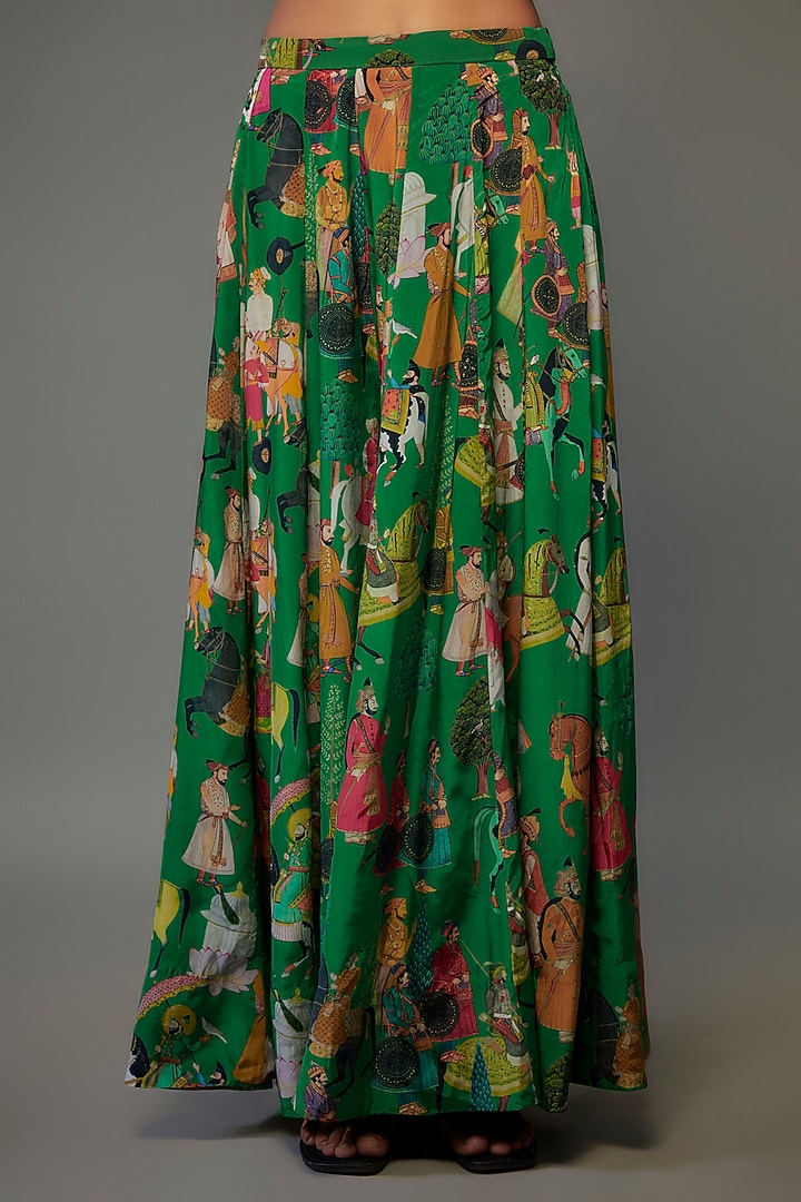 Green Crepe Hand Embroidered Co-Ord Set by Rajat tangri at Pernia's Pop Up Shop