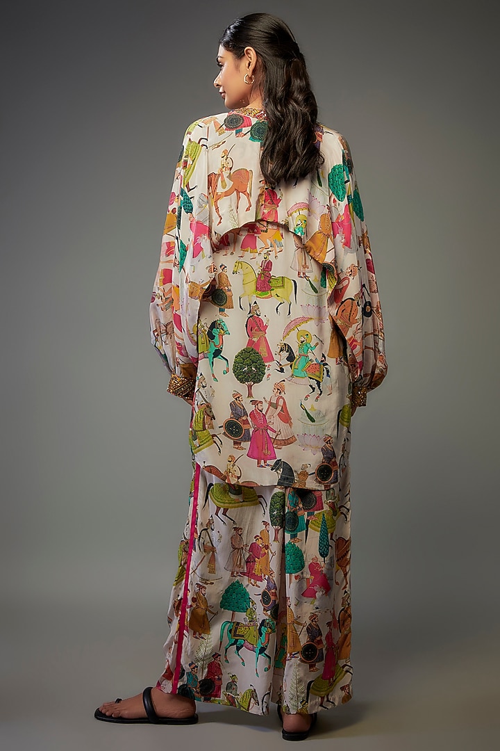 Ivory Crepe Hand Embroidered Co-Ord Set by Rajat tangri at Pernia's Pop Up Shop