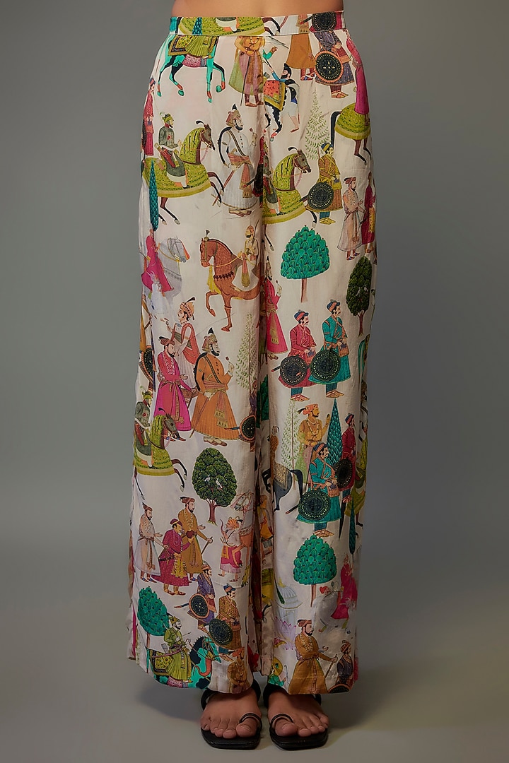 Ivory Crepe Hand Embroidered Co-Ord Set by Rajat tangri at Pernia's Pop Up Shop