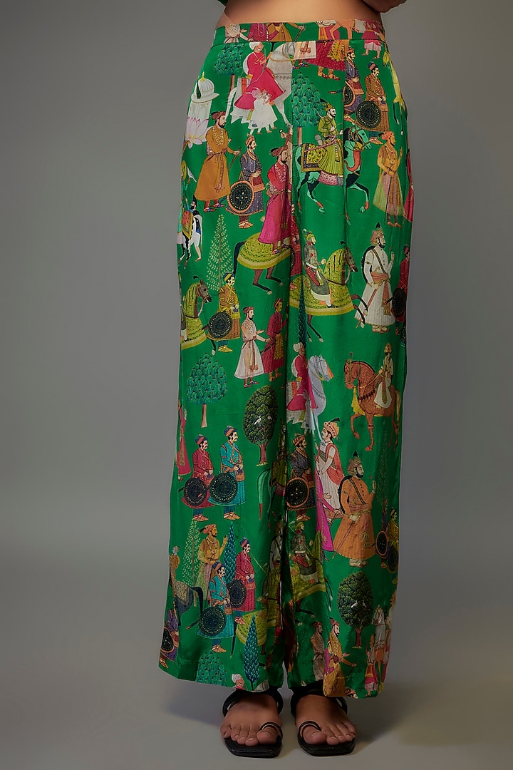 Green Crepe Hand Embroidered Kaftan Set by Rajat tangri at Pernia's Pop Up Shop