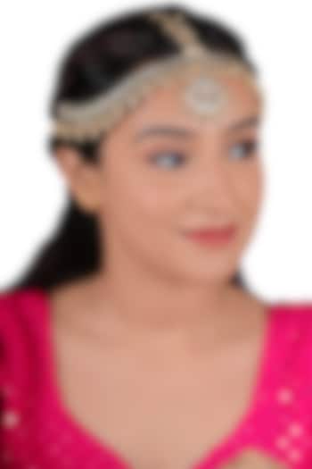 Gold Plated Jadtar Stones Matha Patti by Riana Jewellery at Pernia's Pop Up Shop