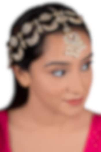 Gold Plated Pearls Matha Patti by Riana Jewellery at Pernia's Pop Up Shop