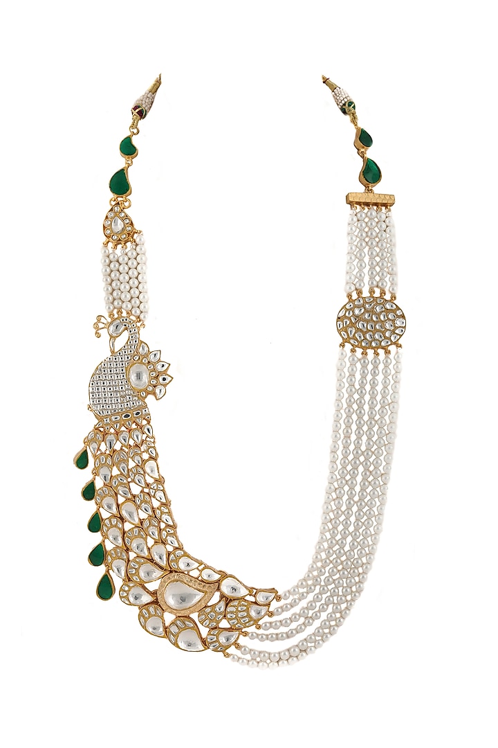 Gold Plated Long Peacock Pendant Necklace by Riana Jewellery at Pernia's Pop Up Shop