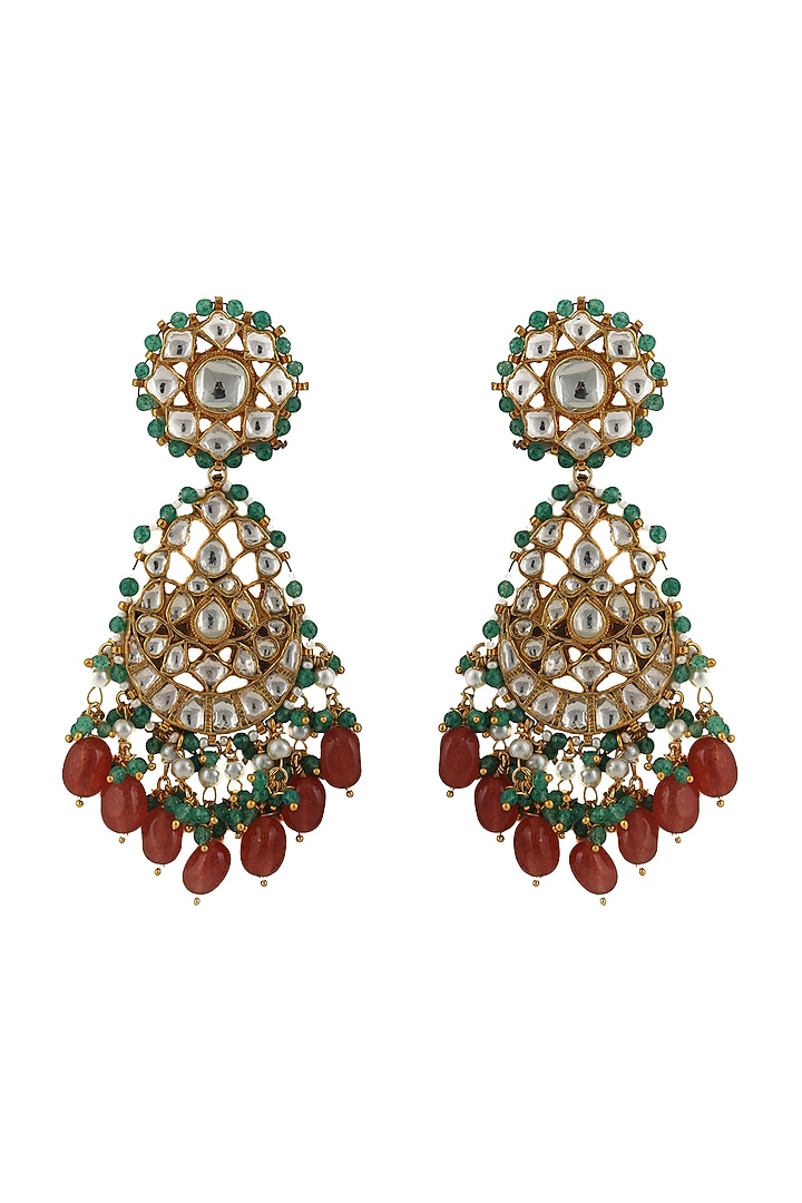 Gold Plated Pink Beads Earrings by Riana Jewellery at Pernia's Pop Up Shop