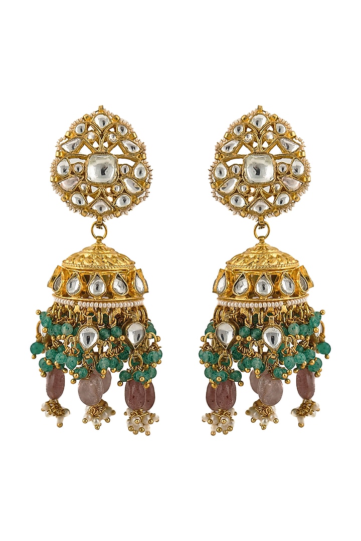 Gold Plated Jadtar Jhumka Earrings by Riana Jewellery at Pernia's Pop Up Shop