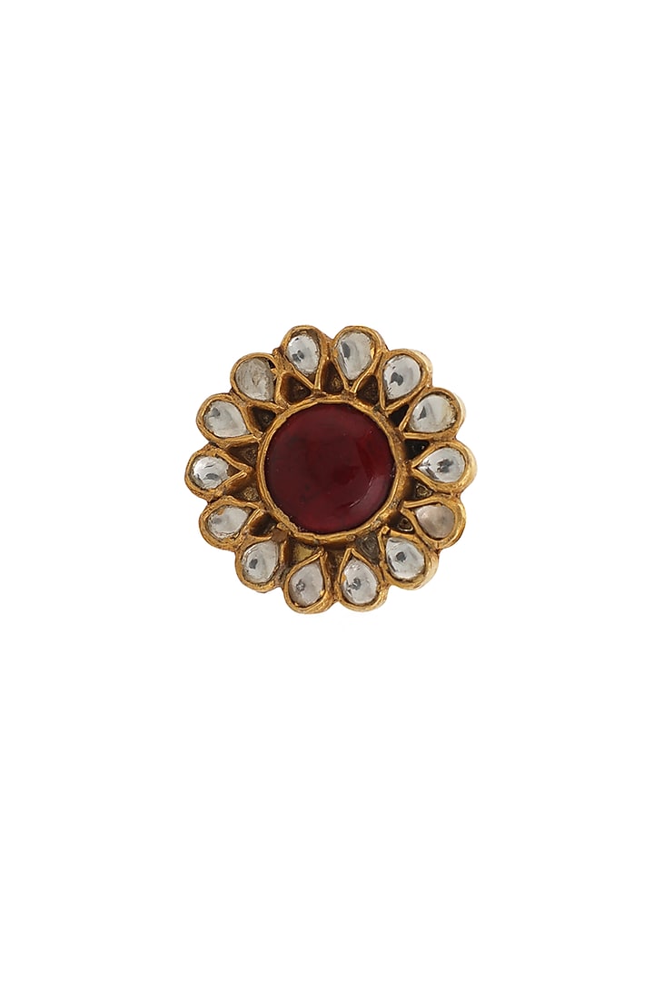 Gold Plated Pearl Floral Ring by Riana Jewellery at Pernia's Pop Up Shop