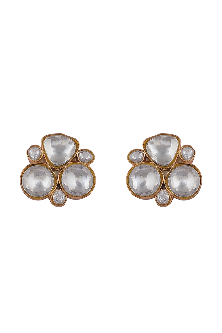 Gold Plated Jadtar Stud Earrings by Riana Jewellery at Pernia's Pop Up Shop