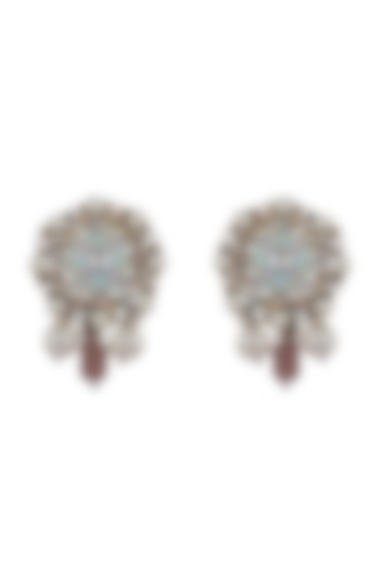 Gold Plated Jadtar & Pink Drop Meenakari Dangler Earrings by Riana Jewellery