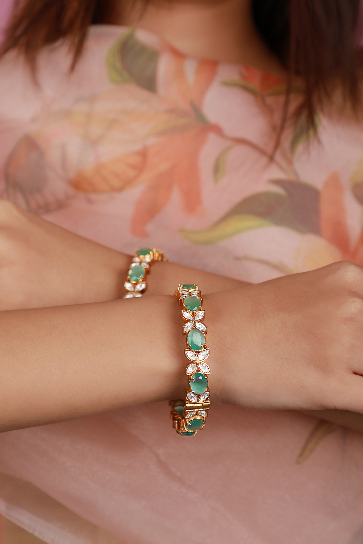 Matte Gold Plated Adjustable Bangles (Set Of 2) by Riana Jewellery at Pernia's Pop Up Shop