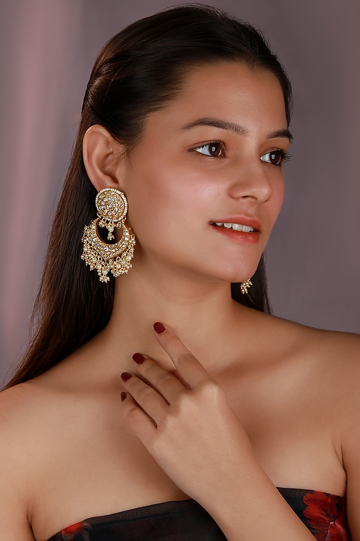Matte Gold Plated Silver Pearl Adjustable Necklace Set by Riana Jewellery at Pernia's Pop Up Shop