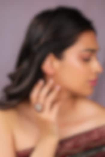 Matte Gold Plated Green Stone Floral Ring by Riana Jewellery at Pernia's Pop Up Shop