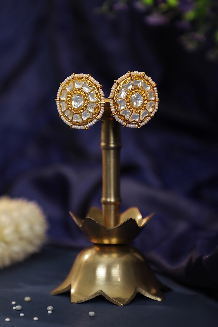 Matte Gold Plated Long Pendant Necklace Set by Riana Jewellery at Pernia's Pop Up Shop