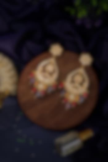 Matte Gold Plated Multi-Colored Beaded Jhumka Earrings by Riana Jewellery at Pernia's Pop Up Shop