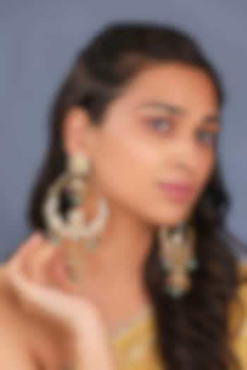 Gold Plated Multi-Colored Beaded Chandbali Earrings by Riana Jewellery at Pernia's Pop Up Shop