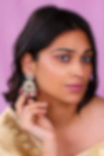 Matte Gold Plated Ruby & Emerald Stone Dangler Earrings by Riana Jewellery at Pernia's Pop Up Shop