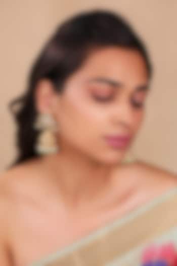 Matte Gold Plated Jadtar Stone Jadau Floral Jhumka Earrings by Riana Jewellery at Pernia's Pop Up Shop