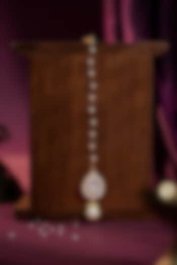 Matte Gold Plated Jadtar Stone Handcrafted Jadau Maangtikka by Riana Jewellery at Pernia's Pop Up Shop